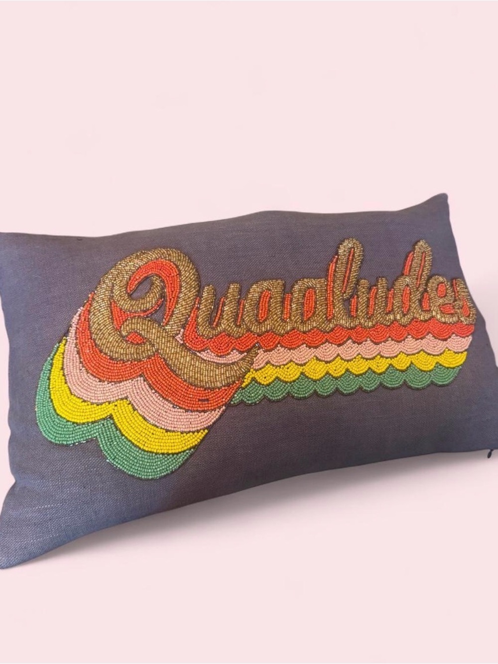 Jonathan Adler Quaaludes Hand-Beaded Pillow
